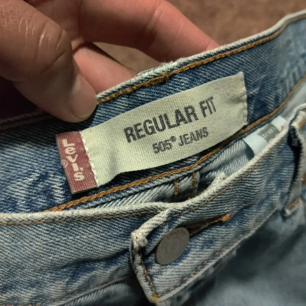 Vintage Levis 505 Jeans Mens 34‎ x 29 Regular Fit Light Blue Washed Denim